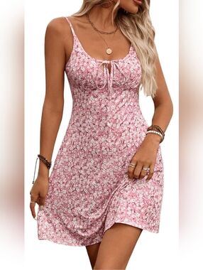 Floerns - Disty Floral Print Milkmaid Cami Dress - XL